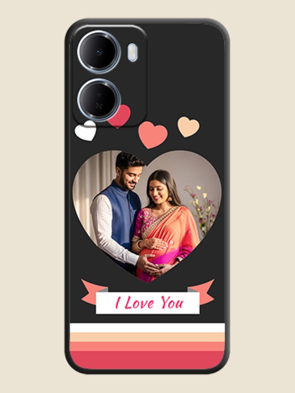 Custom Love Shaped Photo with Colorful Stripes On Space Black Custom Soft Matte Mobile Back Cover - Xiaomi Redmi 15A 5G