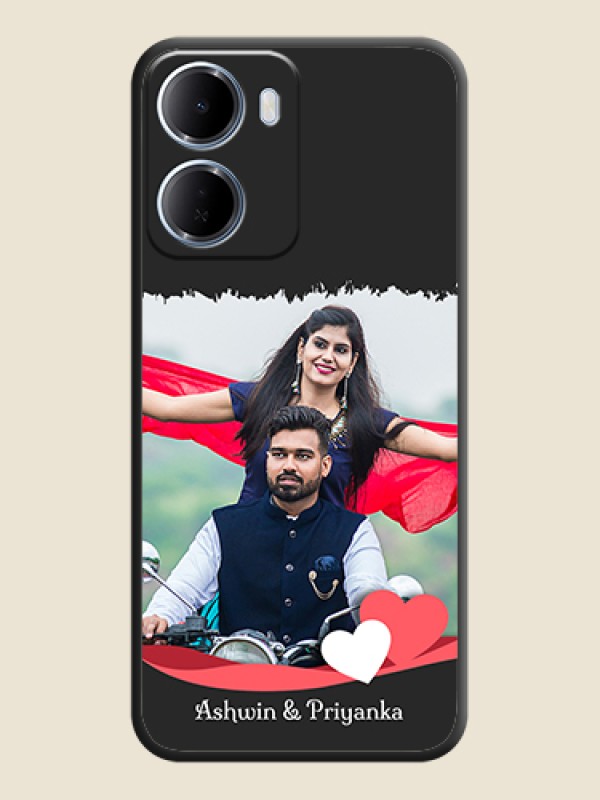 Custom Pin Color Love Shaped Ribbon Design with Text On Space Black Custom Soft Matte Mobile Back Cover - Xiaomi Redmi 15A 5G