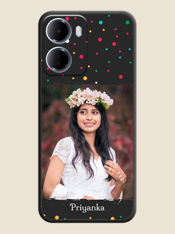 Custom Multicolor Dotted Pattern with Text On Space Black Custom Soft Matte Mobile Back Cover - Xiaomi Redmi 15A 5G