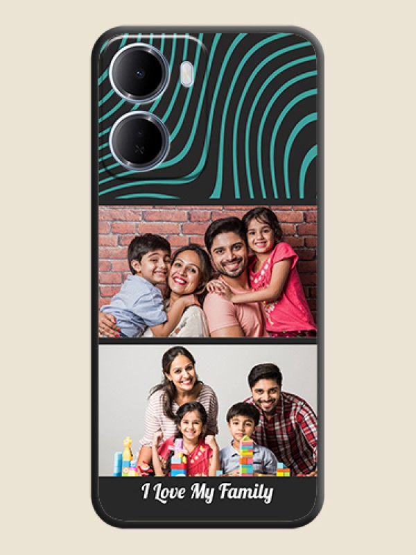 Custom Wave Pattern with 2 Image Holder On Space Black Custom Soft Matte Mobile Back Cover - Xiaomi Redmi 15A 5G