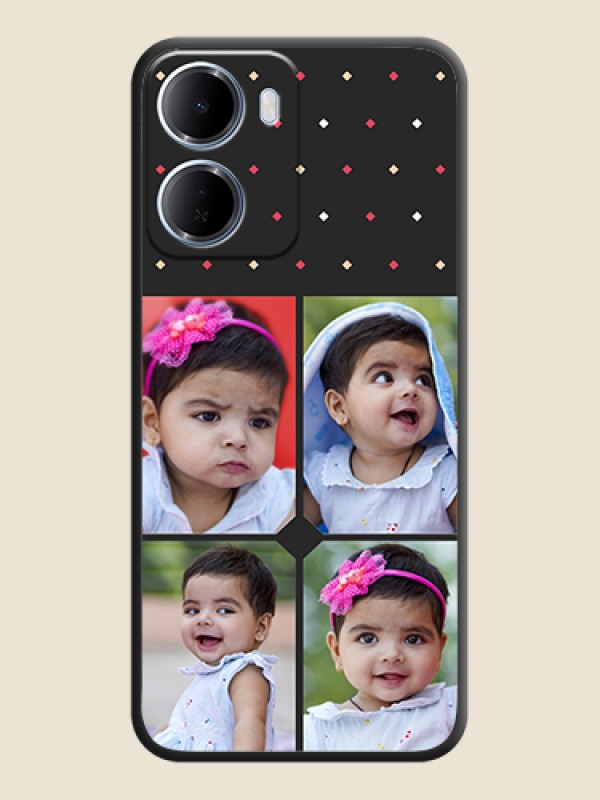 Custom Multicolor Dotted Pattern with 4 Image Holder On Space Black Custom Soft Matte Mobile Back Cover - Xiaomi Redmi 15A 5G