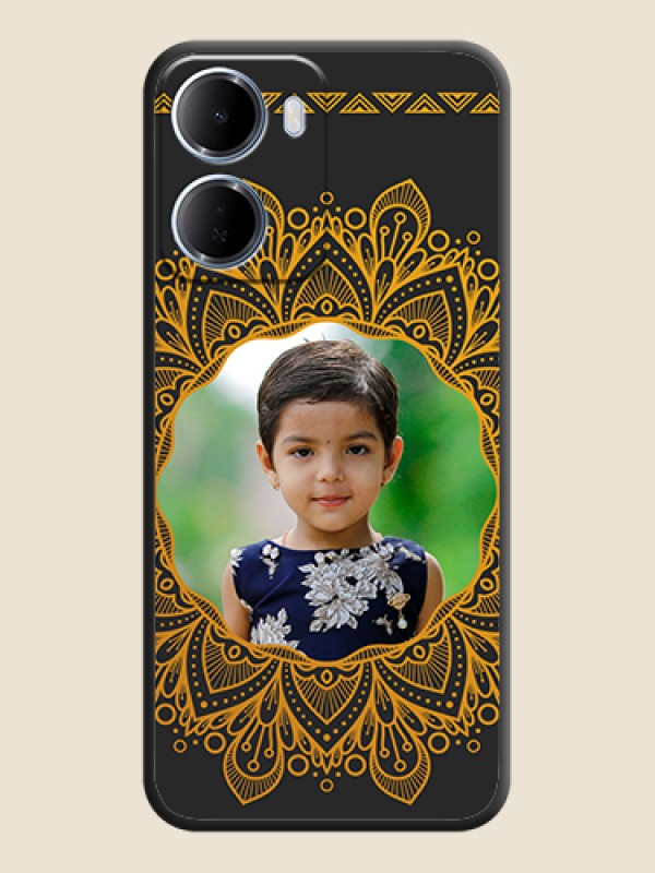 Custom Round Image with Floral Design On Space Black Custom Soft Matte Mobile Back Cover - Xiaomi Redmi 15A 5G