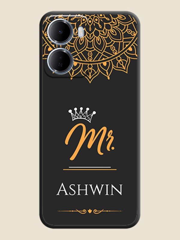 Custom Mr Name with Floral Design On Space Black Custom Soft Matte Mobile Back Cover - Xiaomi Redmi 15A 5G