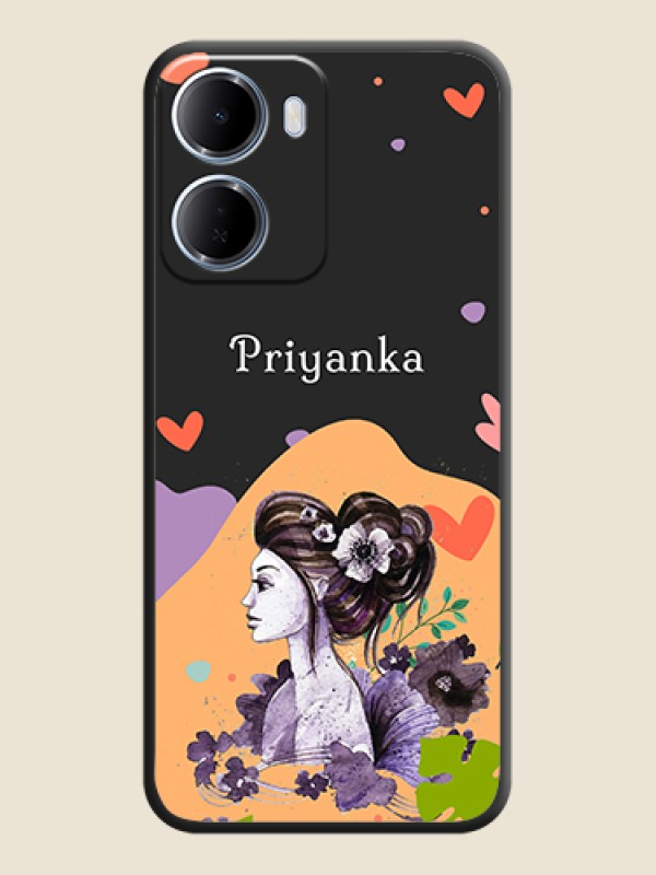 Custom Namecase For Her With Fancy Lady Image On Space Black Custom Soft Matte Mobile Back Cover - Xiaomi Redmi 15A 5G