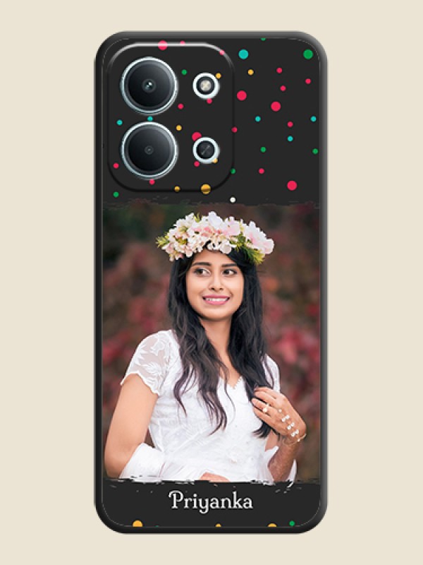 Custom Multicolor Dotted Pattern with Text On Space Black Custom Soft Matte Mobile Back Cover - Xiaomi Redmi 15C 5G