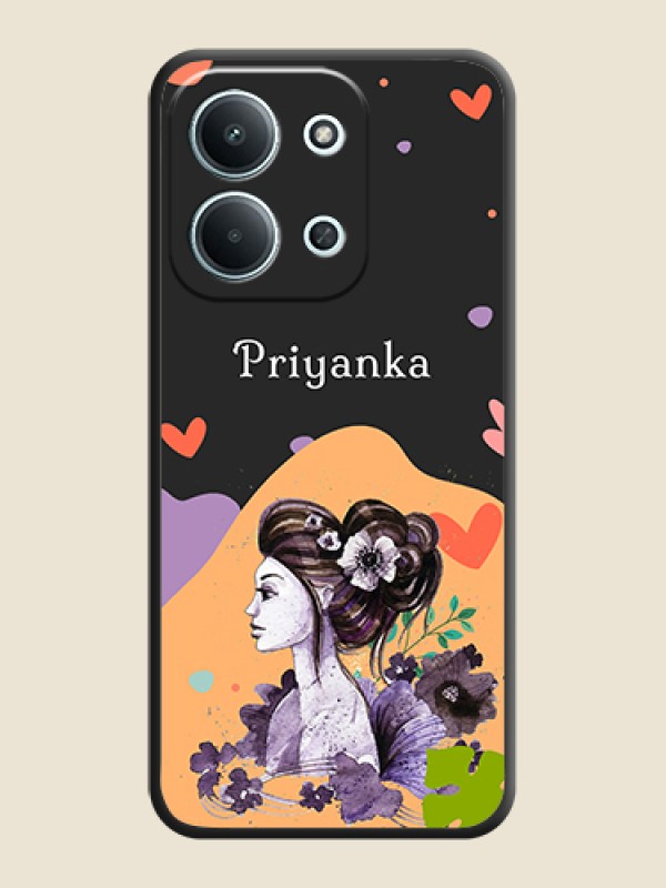 Custom Namecase For Her With Fancy Lady Image On Space Black Custom Soft Matte Mobile Back Cover - Xiaomi Redmi 15C 5G