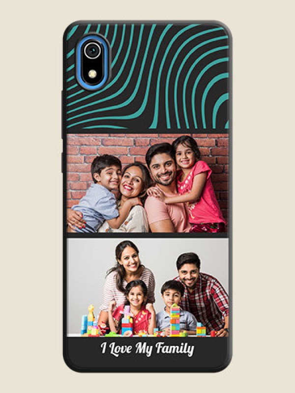 Custom Wave Pattern with 2 Image Holder on Space Black Personalized Soft Matte Phone Covers - Redmi 7A