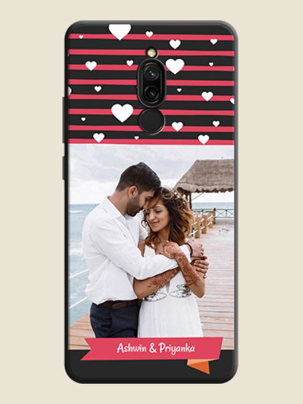Custom White Color Love Symbols with Pink Lines Pattern on Space Black Custom Soft Matte Phone Cases - Redmi 8