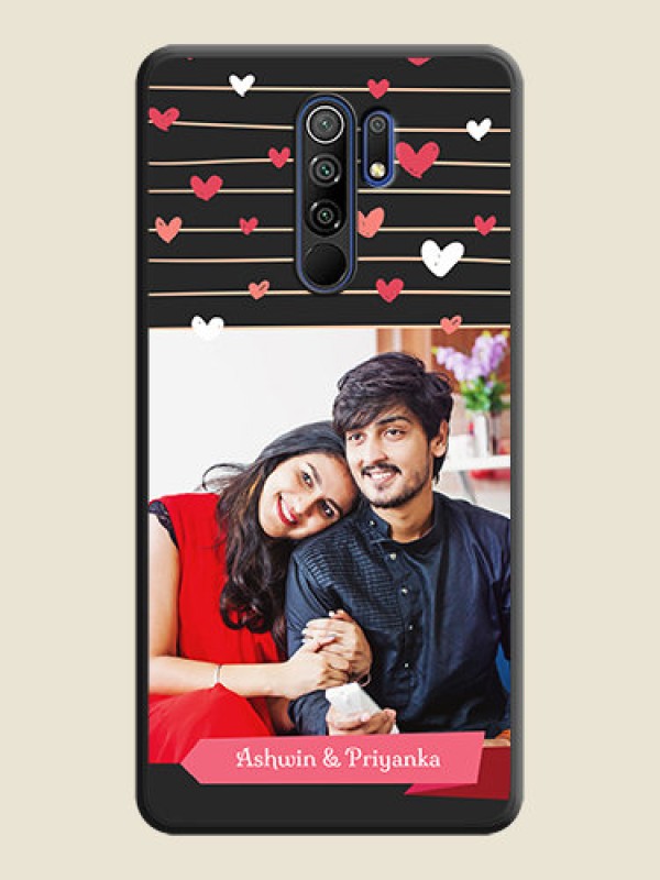 Custom Love Pattern with Name on Pink Ribbon  on Photo on Space Black Soft Matte Back Cover - Redmi 9 Prime