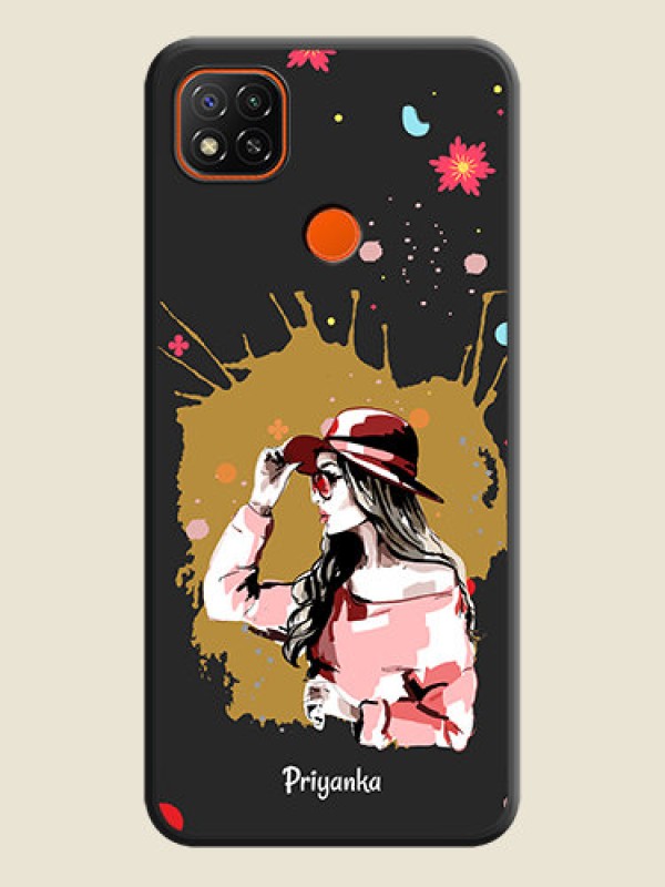 Custom Mordern Lady With Color Splash Background With Custom Text On Space Black Personalized Soft Matte Phone Covers -Xiaomi Redmi 9