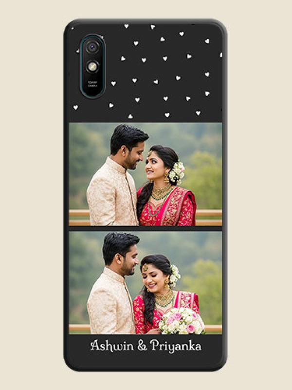Custom Miniature Love Symbols with Name on Space Black Custom Soft Matte Back Cover - Redmi 9A