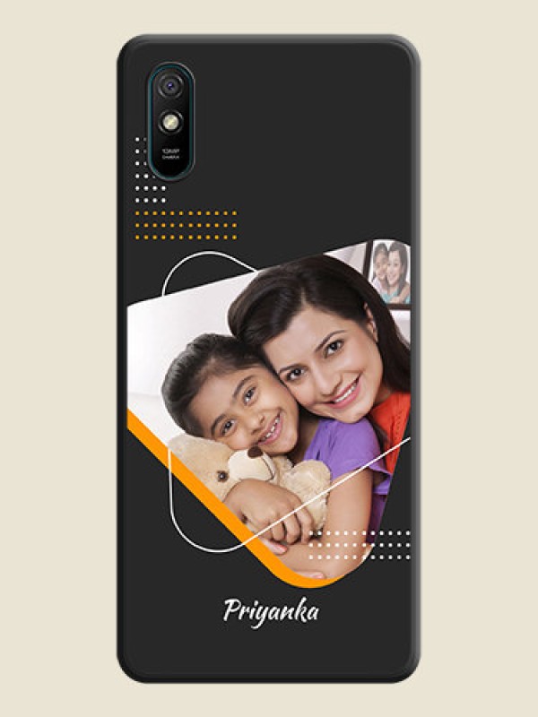 Custom Yellow Triangle on Photo on Space Black Soft Matte Phone Cover - Redmi 9i Sport