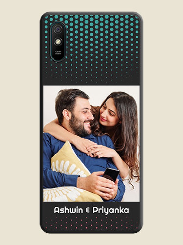 Custom Faded Dots with Grunge Photo Frame and Text on Space Black Custom Soft Matte Phone Cases - Redmi 9i