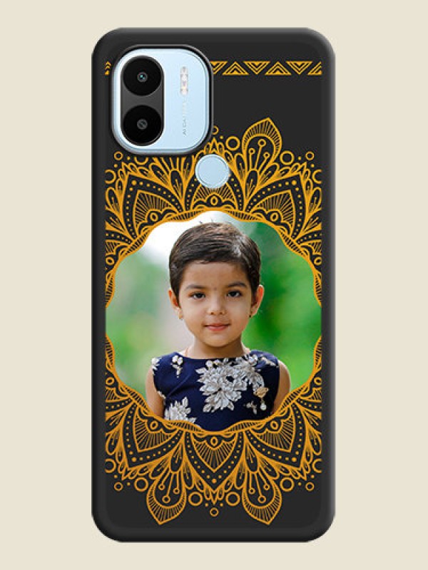 Custom Round Image with Floral Design on Photo on Space Black Soft Matte Mobile Cover - Xiaomi Redmi A2 Plus