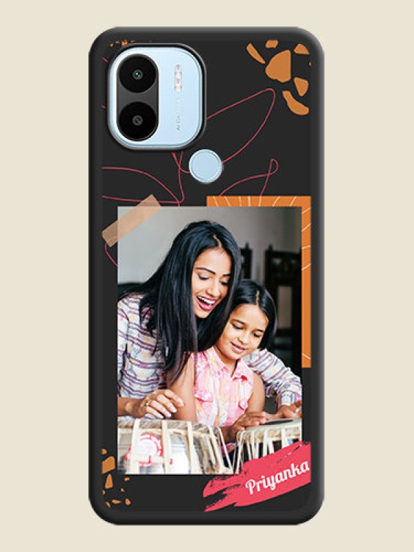 Custom Orange Photo Frame on Space Black Custom Soft Matte Phone Back Cover - Xiaomi Redmi A2 Plus
