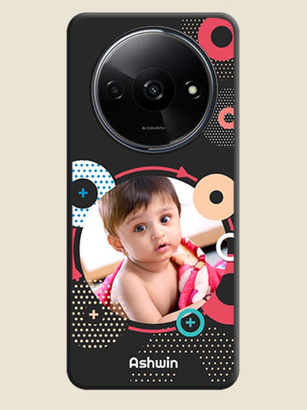 Custom Multicoloured Round Image On Space Black Custom Soft Matte Mobile Back Cover - Redmi A3X