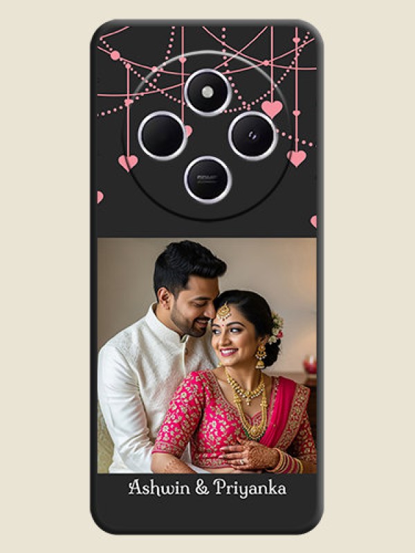 Custom Pink Love Hangings with Text On Space Black Custom Soft Matte Mobile Back Cover - Xiaomi Redmi A4 5G