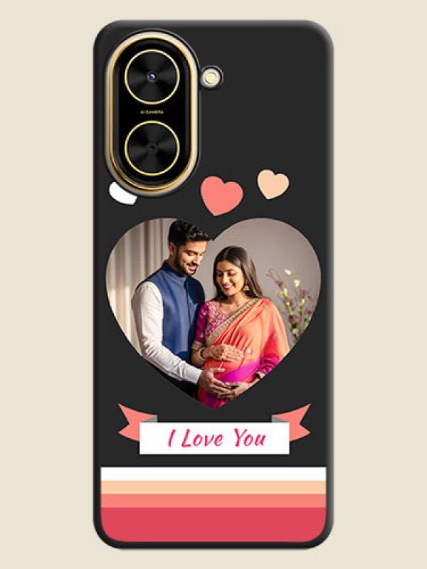 Custom Love Shaped Photo with Colorful Stripes On Space Black Custom Soft Matte Mobile Back Cover - Xiaomi Redmi A5