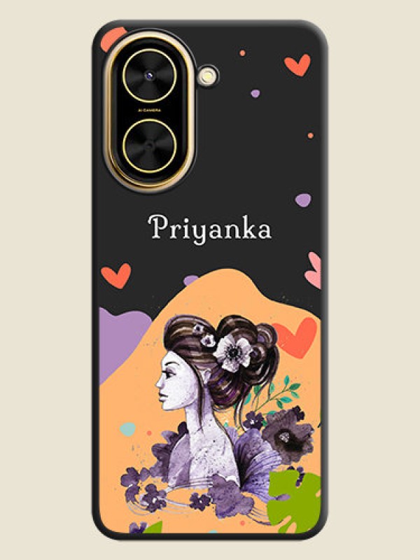 Custom Namecase For Her With Fancy Lady Image On Space Black Custom Soft Matte Mobile Back Cover - Xiaomi Redmi A5