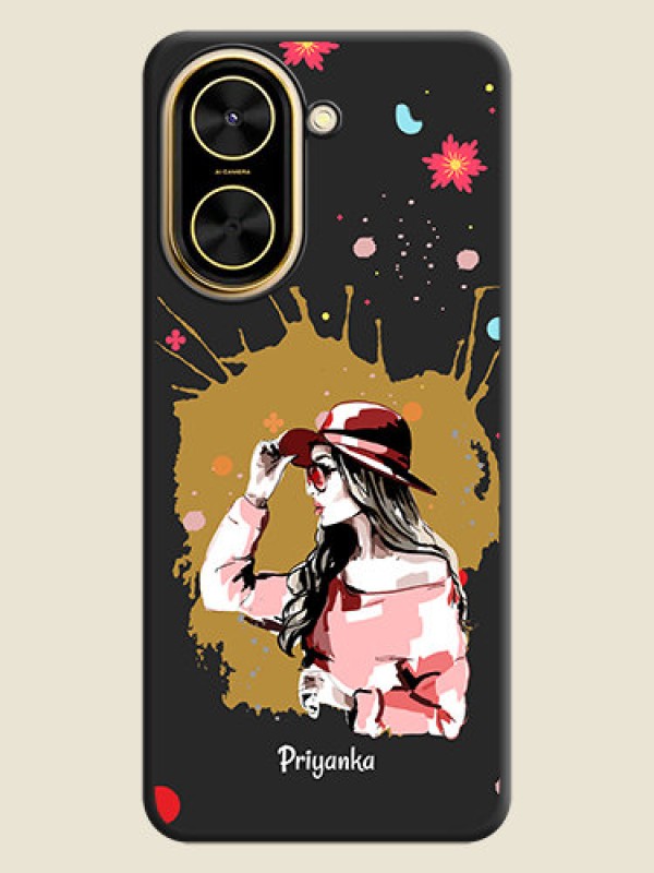 Custom Mordern Lady With Color Splash Background With Custom Text On Space Black Custom Soft Matte Mobile Back Cover - Xiaomi Redmi A5