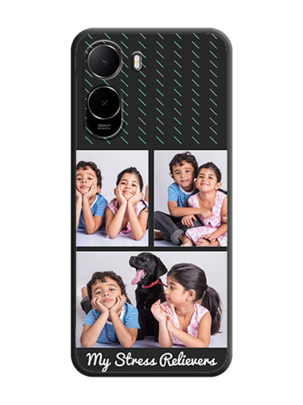 Custom Cross Dotted Pattern with 2 Image Holder On Space Black Custom Soft Matte Mobile Back Cover - Xiaomi Redmi A7 Pro 5G