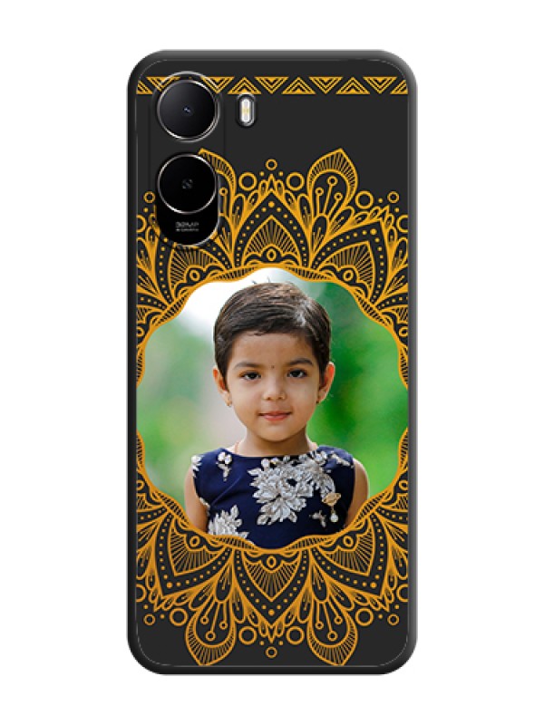 Custom Round Image with Floral Design On Space Black Custom Soft Matte Mobile Back Cover - Xiaomi Redmi A7 Pro 5G