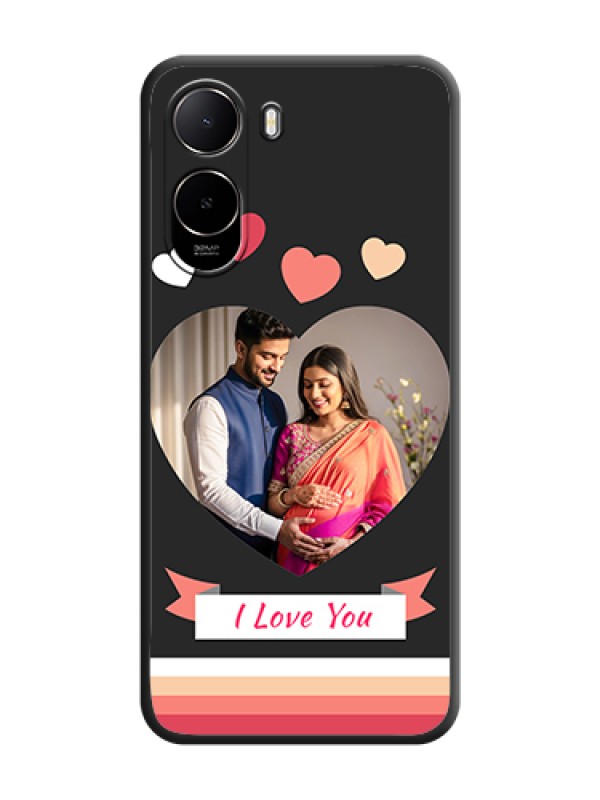 Custom Love Shaped Photo with Colorful Stripes On Space Black Custom Soft Matte Mobile Back Cover - Xiaomi Redmi A7 Pro 4G