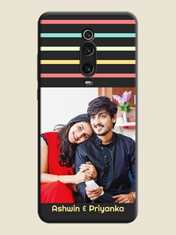 Custom Color Stripes with Photo and Text - Photo on Space Black Soft Matte Mobile Case - Redmi K20 Pro