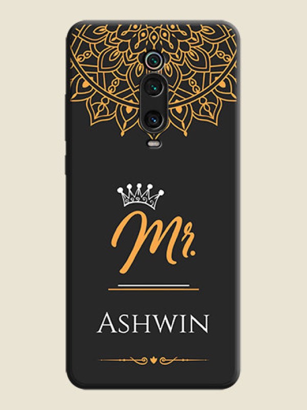 Custom Mr Name with Floral Design  on Personalised Space Black Soft Matte Cases - Redmi K20 Pro