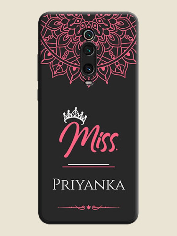 Custom Mrs Name with Floral Design on Space Black Personalized Soft Matte Phone Covers - Redmi K20 Pro