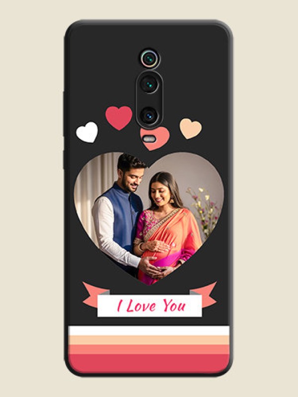 Custom Love Shaped Photo with Colorful Stripes on Personalised Space Black Soft Matte Cases - Redmi K20