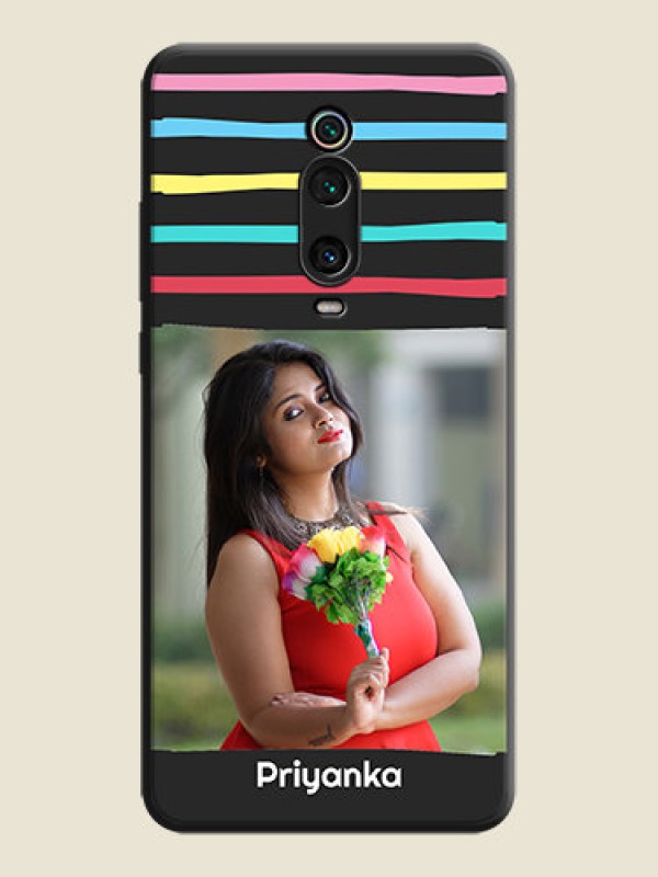 Custom Multicolor Lines with Image on Space Black Personalized Soft Matte Phone Covers - Redmi K20