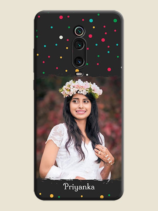 Custom Multicolor Dotted Pattern with Text on Space Black Custom Soft Matte Phone Back Cover - Redmi K20