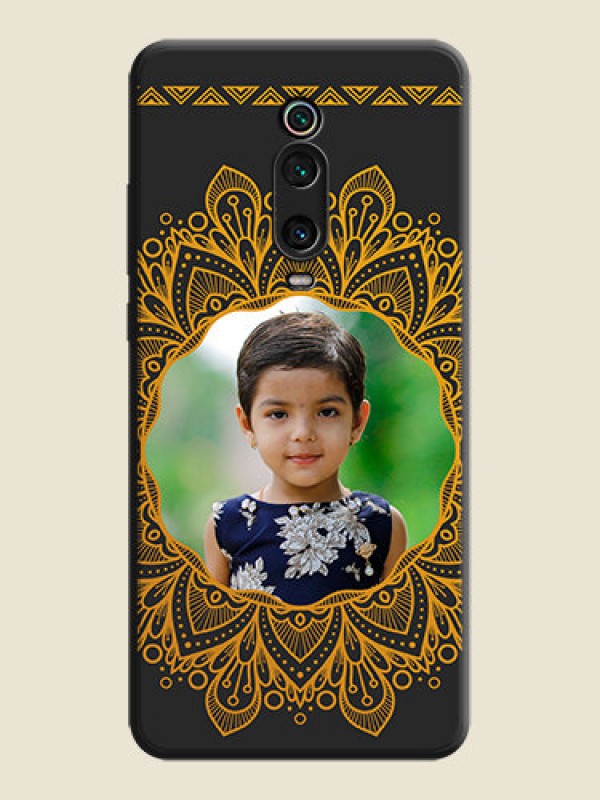 Custom Round Image with Floral Design - Photo on Space Black Soft Matte Mobile Cover - Redmi K20