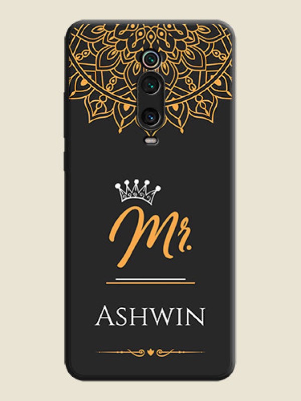 Custom Mr Name with Floral Design  on Personalised Space Black Soft Matte Cases - Redmi K20