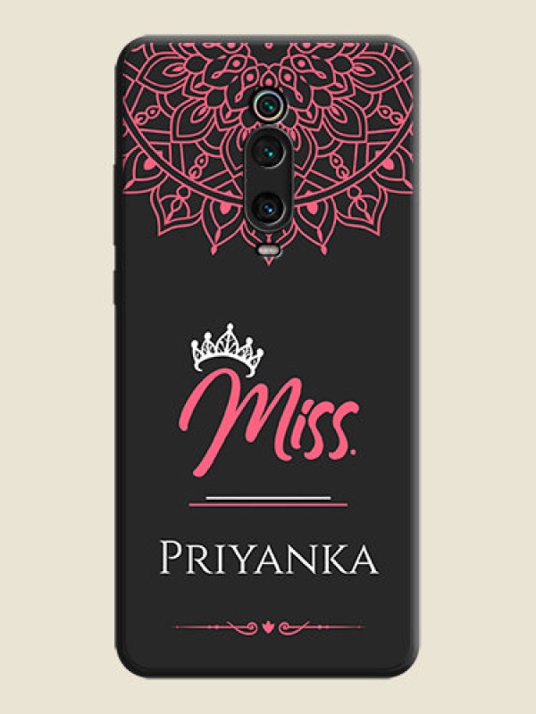 Custom Mrs Name with Floral Design on Space Black Personalized Soft Matte Phone Covers - Redmi K20