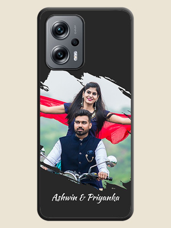 Custom Grunge Brush Strokes on Photo on Space Black Soft Matte Back Cover - Xiaomi Redmi K50I 5G