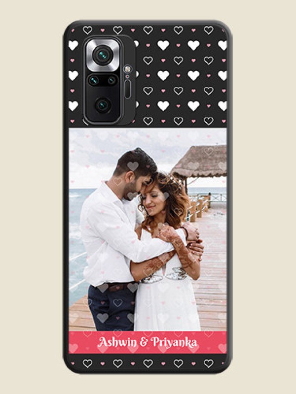 Custom White Color Love Symbols with Text Design on Photo on Space Black Soft Matte Phone Cover - Redmi Note 10 Pro