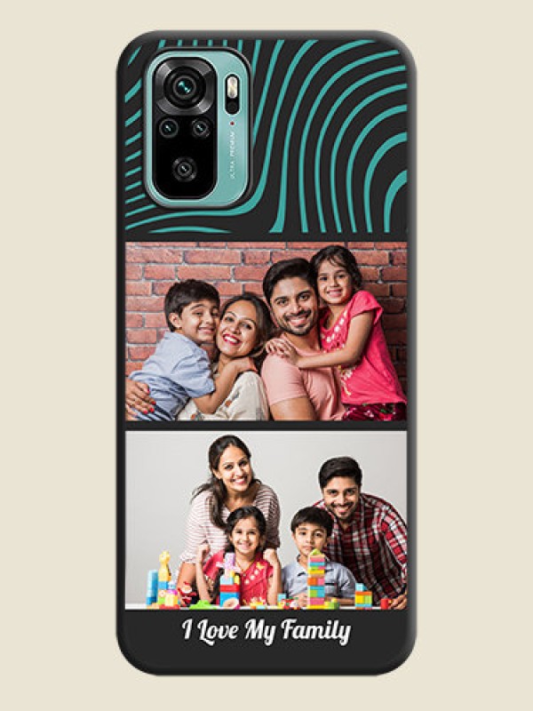 Custom Wave Pattern with 2 Image Holder on Space Black Personalized Soft Matte Phone Covers - Redmi Note 10