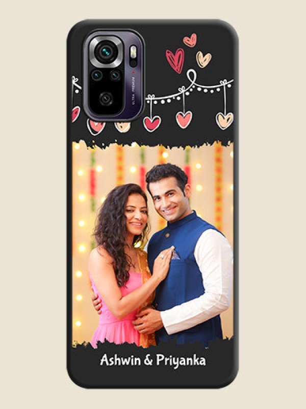Custom Pink Love Hangings with Name on Space Black Custom Soft Matte Phone Cases - Redmi Note 10s