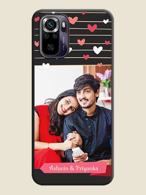 Custom Love Pattern with Name on Pink Ribbon  on Photo on Space Black Soft Matte Back Cover - Redmi Note 10s