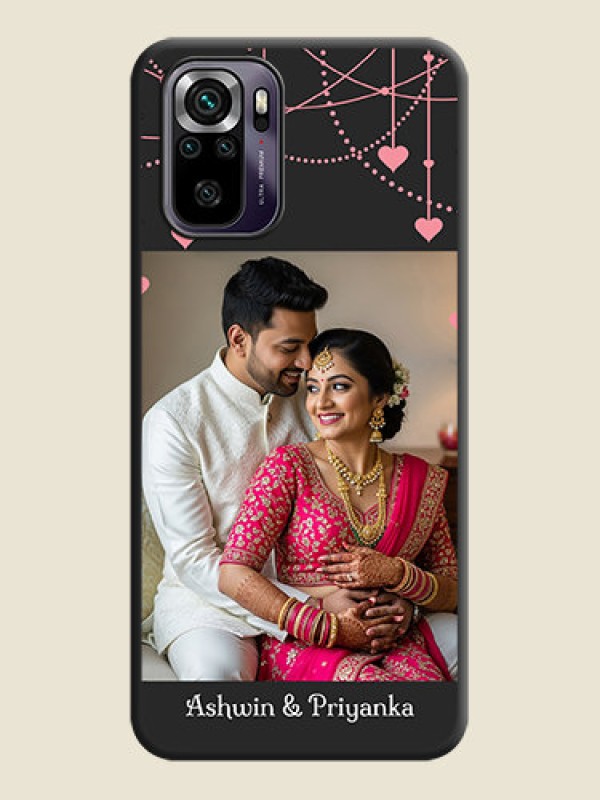 Custom Pink Love Hangings with Text on Space Black Custom Soft Matte Back Cover - Redmi Note 10s
