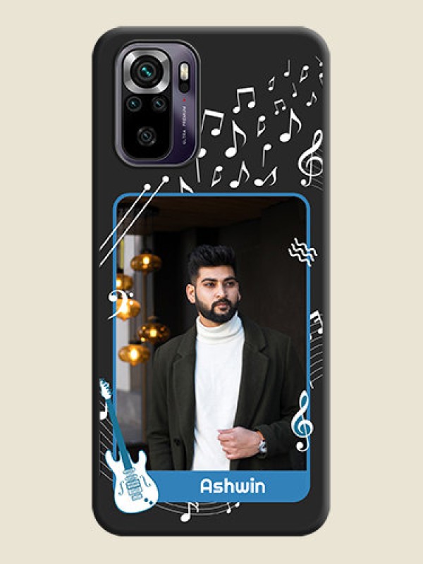 Custom Musical Theme Design with Text on Photo on Space Black Soft Matte Mobile Case - Redmi Note 10s