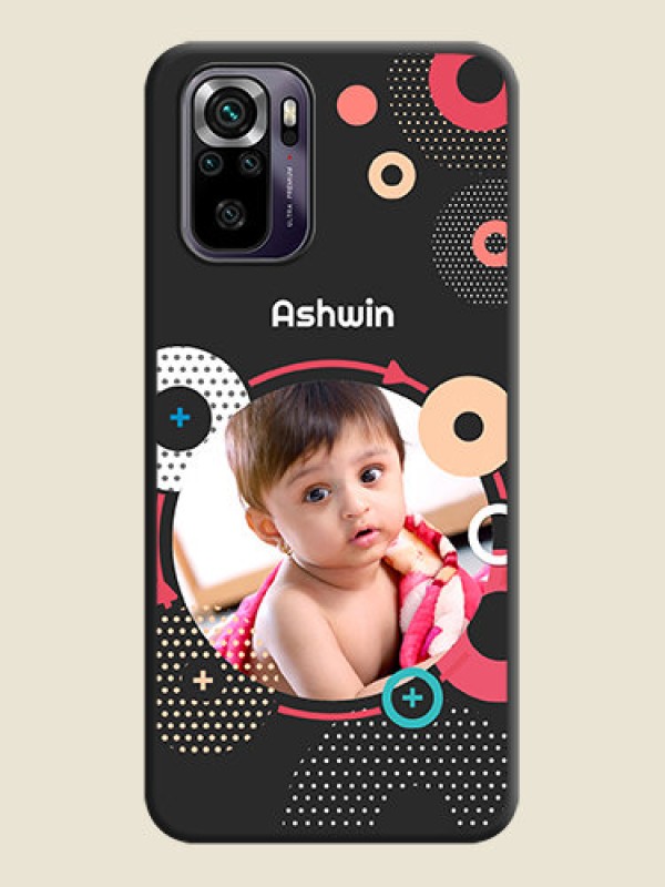 Custom Multicoloured Round Image on Personalised Space Black Soft Matte Cases - Redmi Note 10s