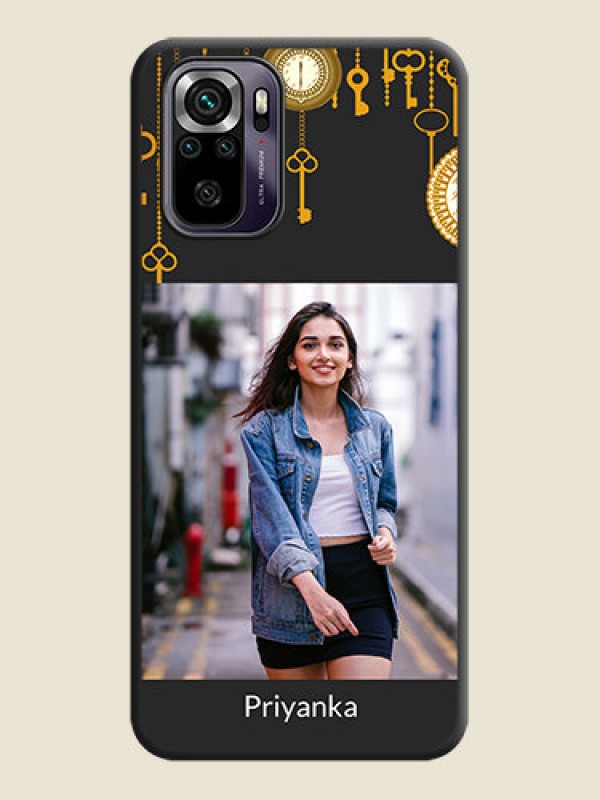 Custom Decorative Design with Text on Space Black Custom Soft Matte Back Cover - Redmi Note 10s