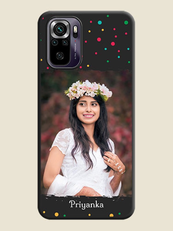 Custom Multicolor Dotted Pattern with Text on Space Black Custom Soft Matte Phone Back Cover - Redmi Note 10s