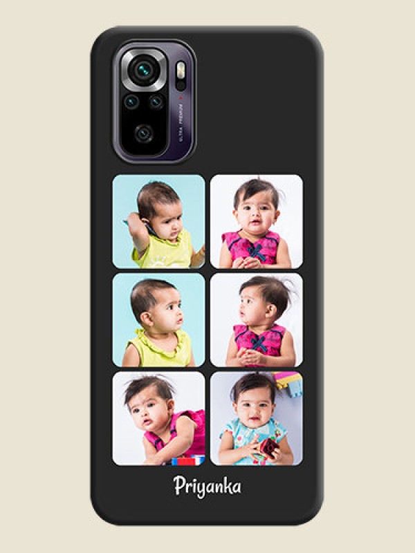 Custom Floral Art with 6 Image Holder on Photo on Space Black Soft Matte Mobile Case - Redmi Note 10s
