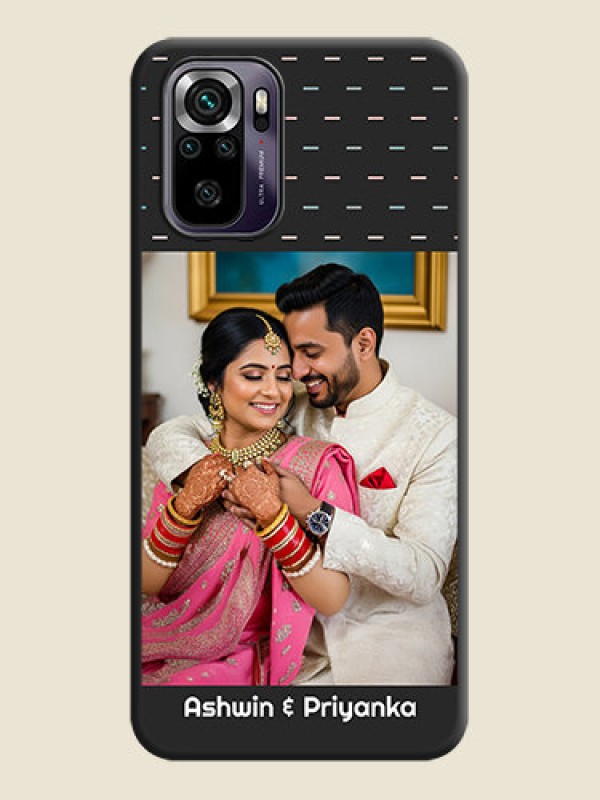 Custom Line Pattern Design with Text on Space Black Custom Soft Matte Phone Back Cover - Redmi Note 10s