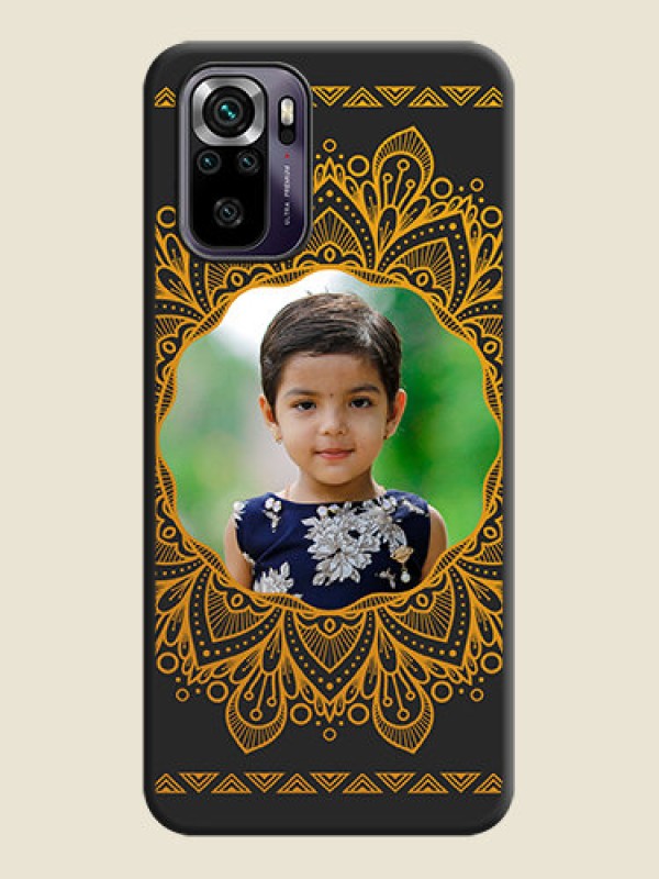 Custom Round Image with Floral Design on Photo on Space Black Soft Matte Mobile Cover - Redmi Note 10s