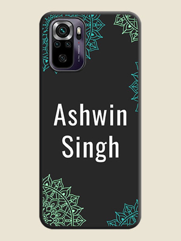 Custom Your Name with Floral Design on Space Black Custom Soft Matte Back Cover - Redmi Note 10s
